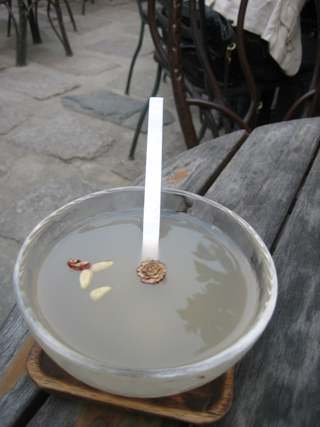 Sikhye, a sweet Korean rice punch with floating rice grains, made with yeotgireum barley malt